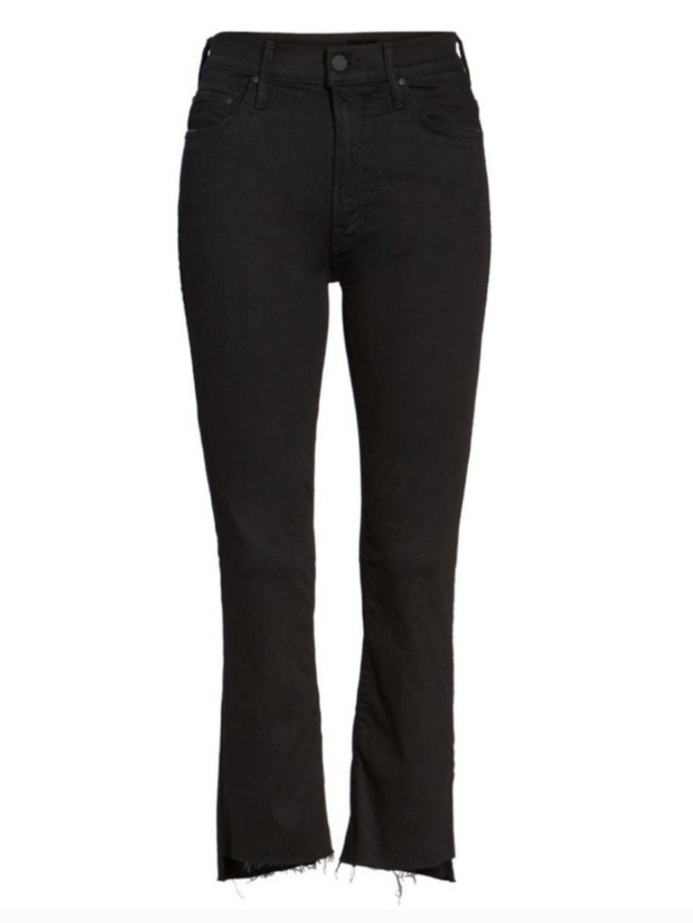 MOTHER Insider Crop Step Fray Jeans - Not Guilty Black